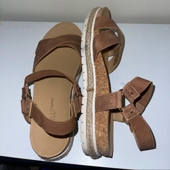 Brown Cork/Leather Platform Sandals Size 7/7.5 - Picture 3 of 3